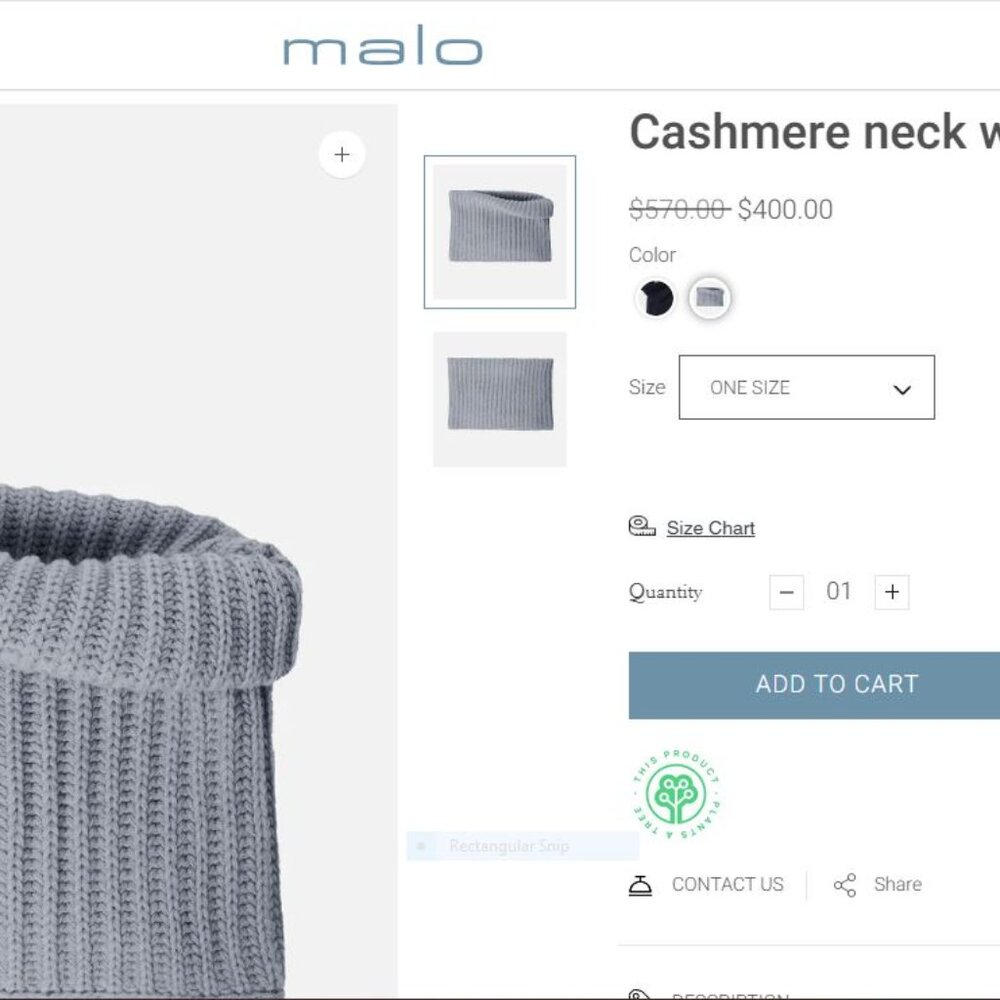 NWOT Malo Cashmere Neck Warmer Ivory - Picture 2 of 15
